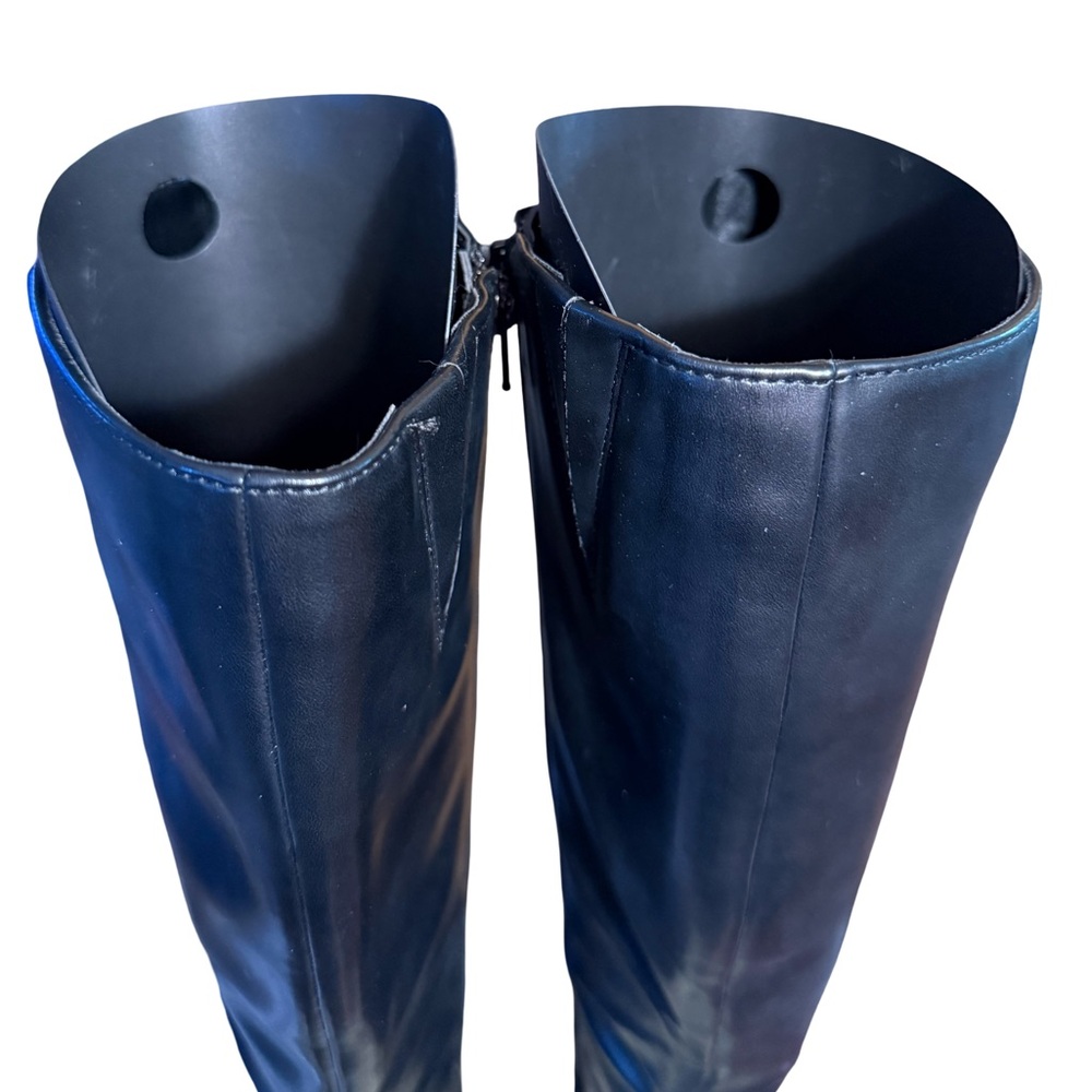 INC International Concepts NWT Sz 5M Black Man Made Knee High Heel Boots (SH182) - Picture 8 of 10